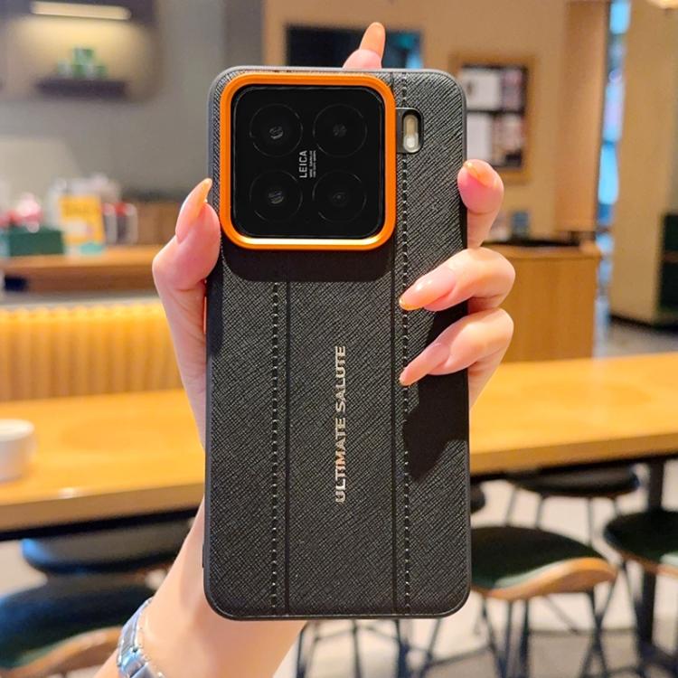 For Xiaomi 15 Metal Camera Lens Frame Buttons Vegan Leather Phone Case