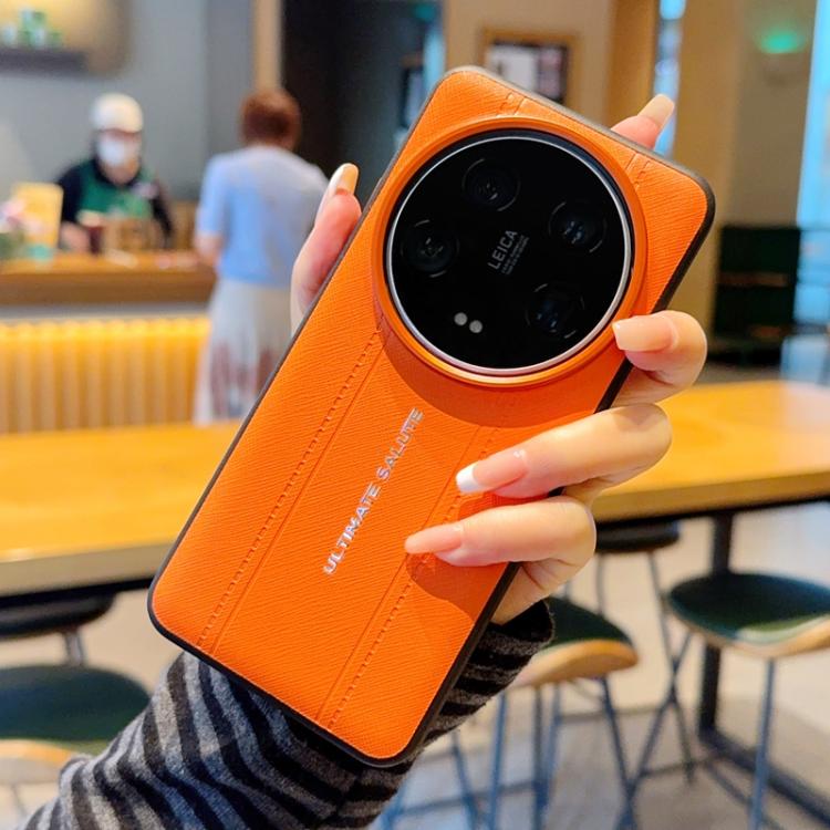 For Xiaomi 14 Ultra Metal Camera Lens Frame Buttons Vegan Leather Phone Case