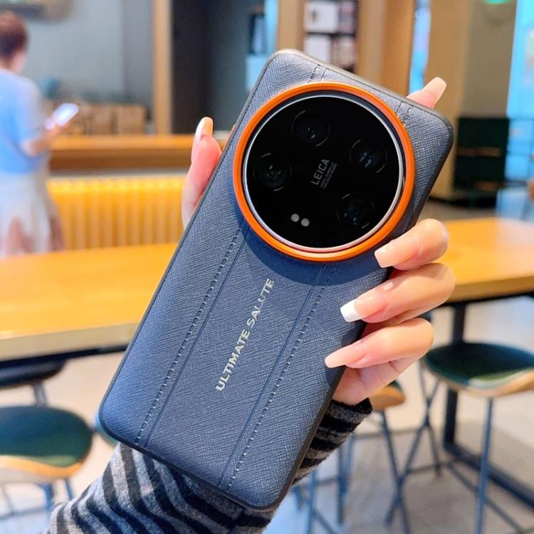 For Xiaomi 14 Ultra Metal Camera Lens Frame Buttons Vegan Leather Phone Case