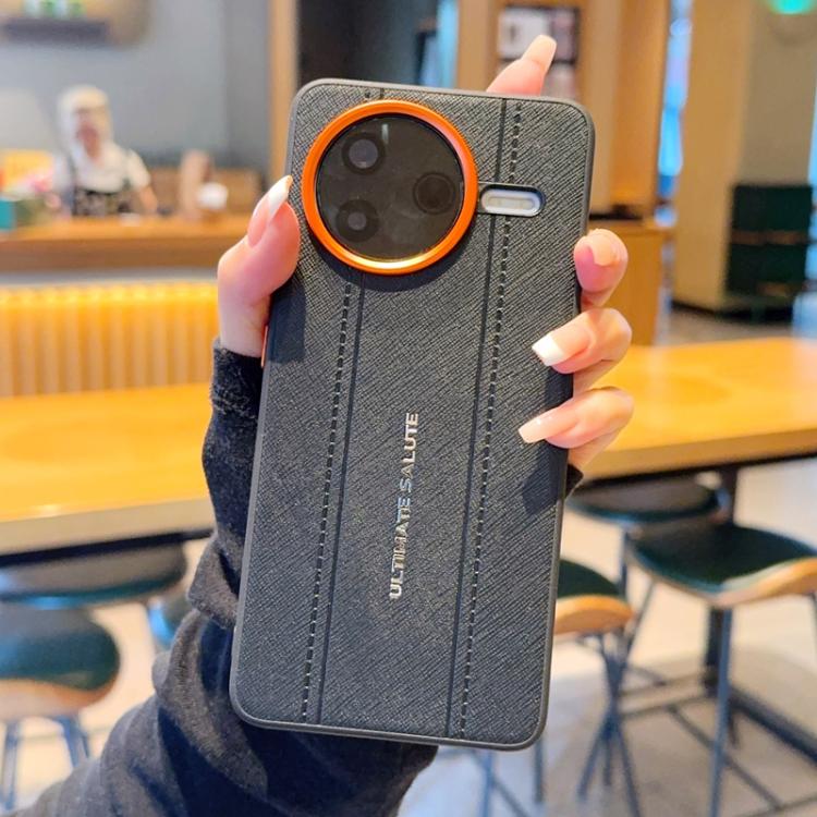 For Redmi K80 / Poco F7 Pro Metal Camera Lens Frame Buttons Vegan Leather Phone Case