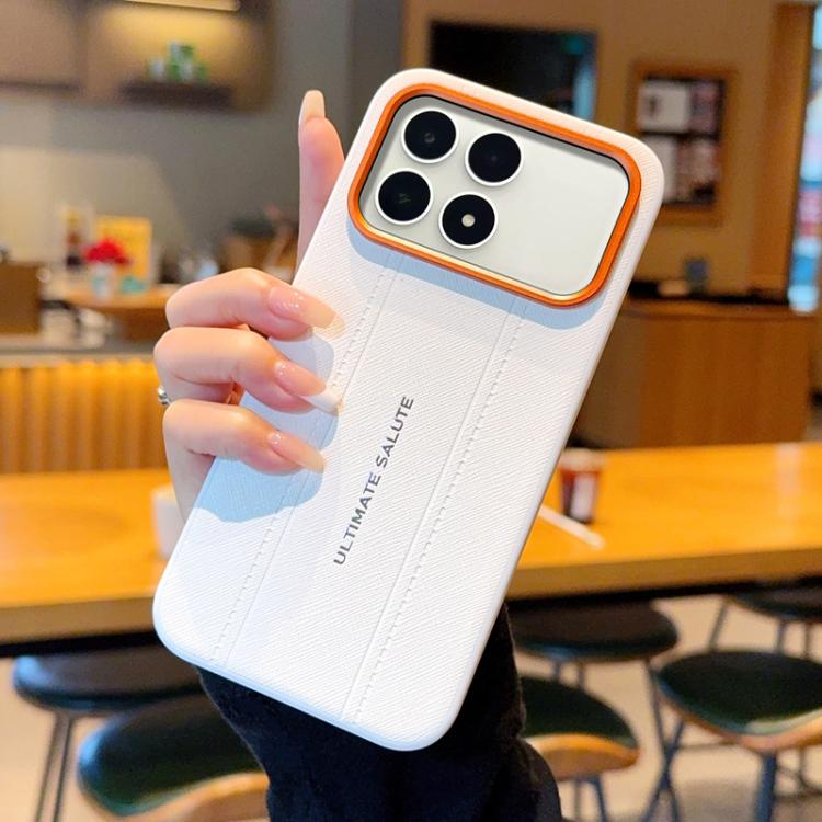 For Redmi K90 / Poco F8 Pro 5G Metal Camera Lens Frame Buttons Vegan Leather Phone Case