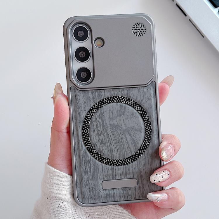 For Galaxy A55 5G / A35 5G Wood Grain Magnetic PC Shockproof Phone Case