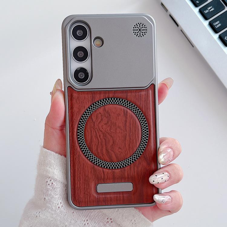 For Galaxy A55 5G / A35 5G Wood Grain Magnetic PC Shockproof Phone Case