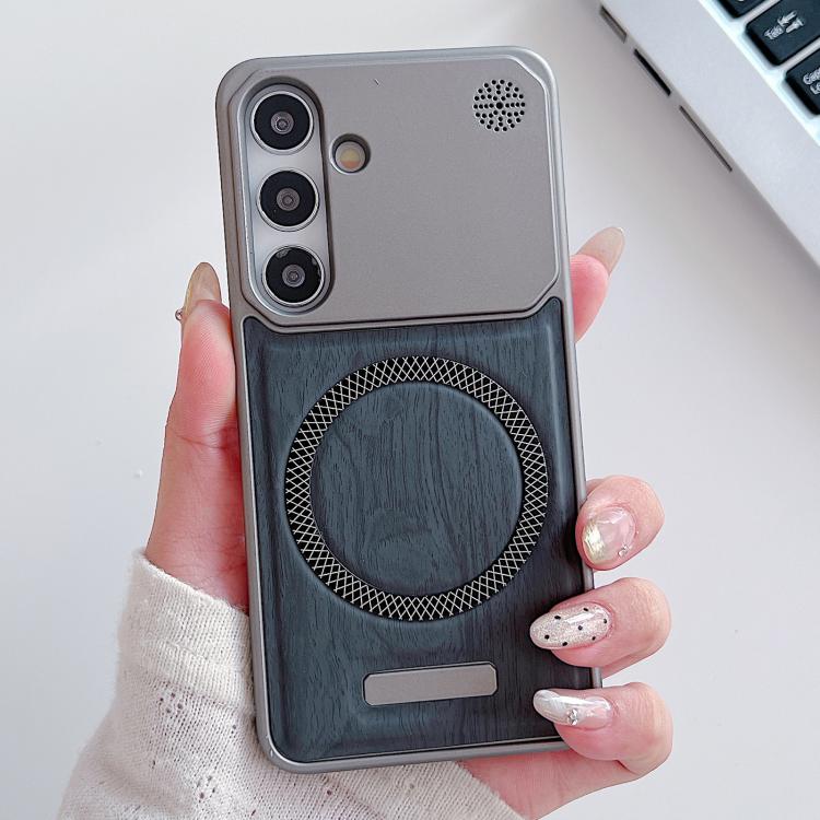 For Galaxy A55 5G / A35 5G Wood Grain Magnetic PC Shockproof Phone Case