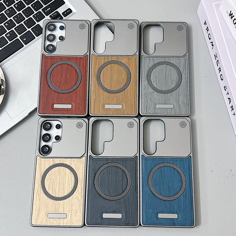 For Galaxy A55 5G / A35 5G Wood Grain Magnetic PC Shockproof Phone Case