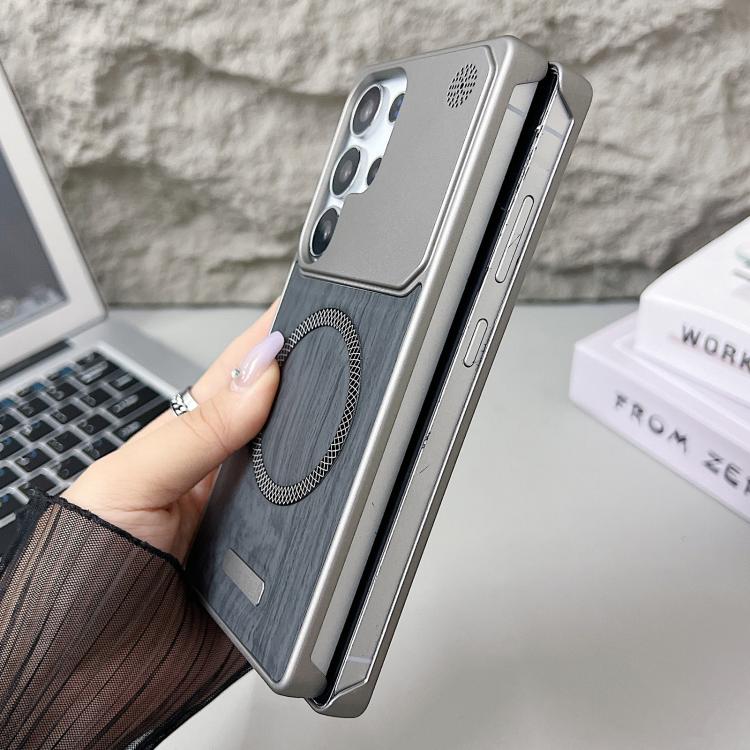 For Galaxy A55 5G / A35 5G Wood Grain Magnetic PC Shockproof Phone Case