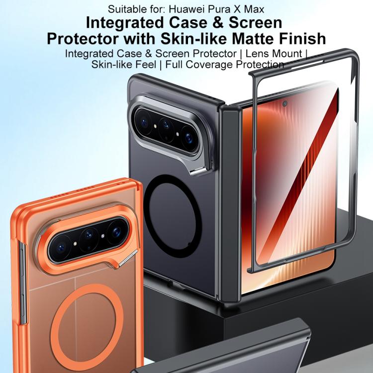 For Huawei Pura X Max Integrated Matte Skin Feel Magnetic Phone Case with Camera Holder