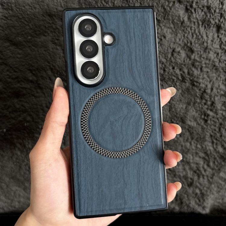 For Galaxy Z Fold7 5G Wood Grain Magnetic PC Shockproof Phone Case
