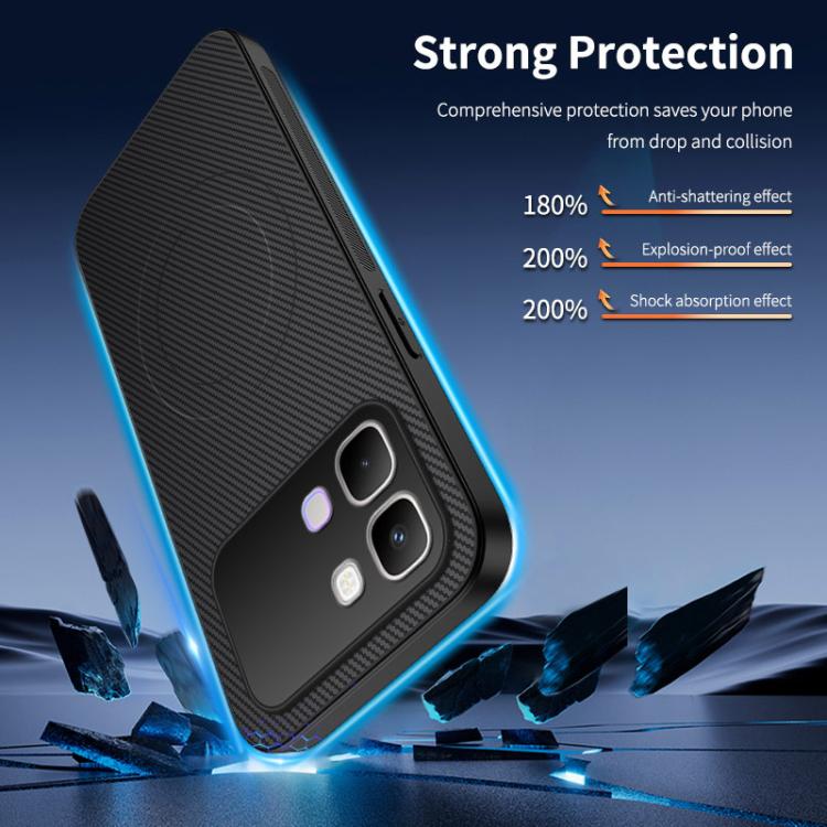 For Infinix Note Edge 5G WANLONFENG TQ Series Magnetic Carbon Fiber Texture PC Hybrid TPU Phone Case