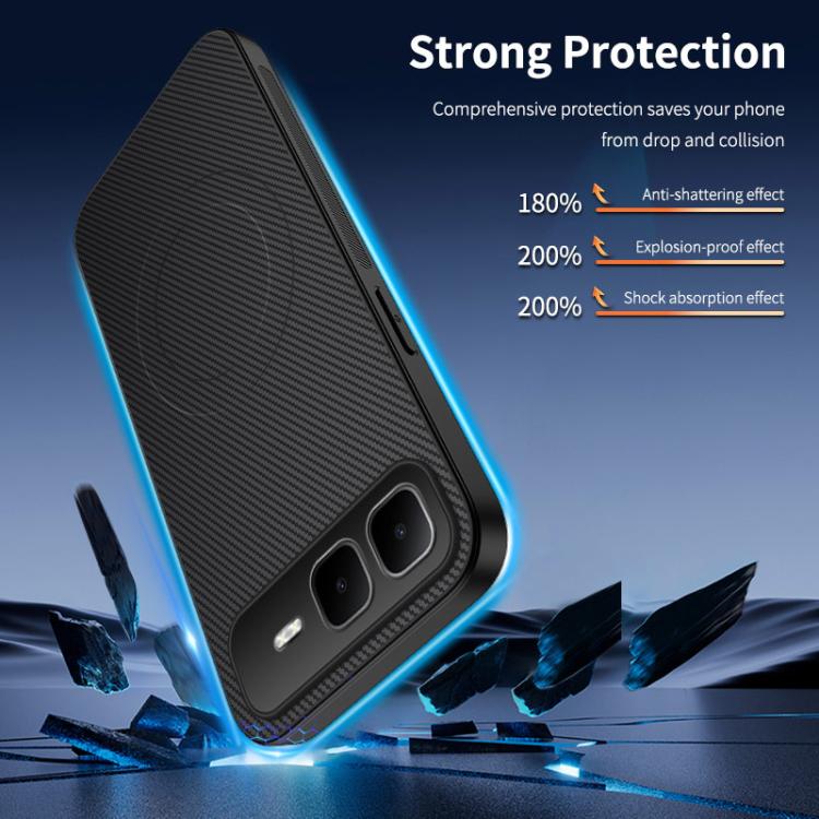 For Infinix Smart 10 Plus WANLONFENG TQ Series Magnetic Carbon Fiber Texture PC Hybrid TPU Phone Case