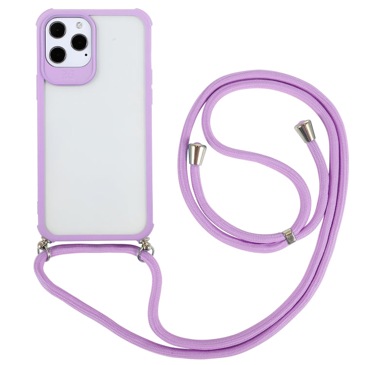 For iPhone 12 Pro Max Macaron Color Phone Case with Lanyard