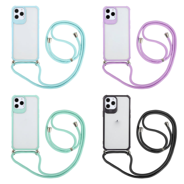 For iPhone 12 Pro Max Macaron Color Phone Case with Lanyard