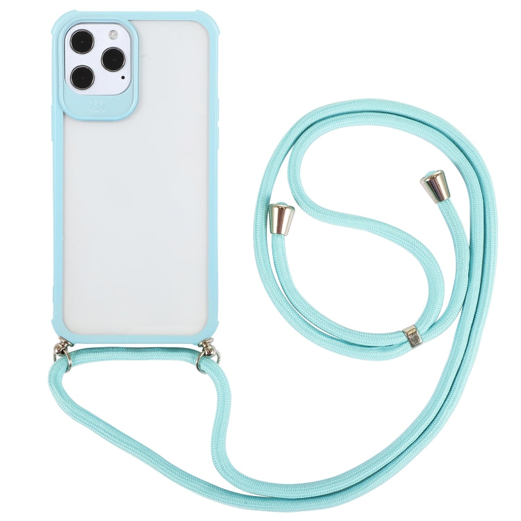 For iPhone 12 / 12 Pro Macaron Color Phone Case with Lanyard