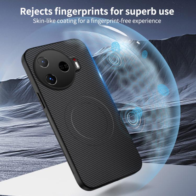 For Tecno Camon 30 Pro 5G WANLONFENG TQ Series Magnetic Carbon Fiber Texture PC Hybrid TPU Phone Case