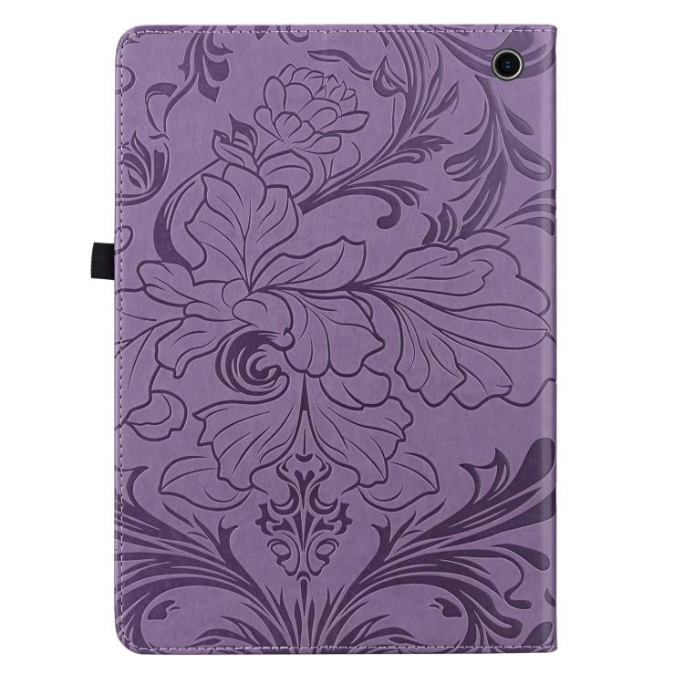 For Amazon Fire HD 10 Floral Embossed Pattern Vegan Leather Tablet Case