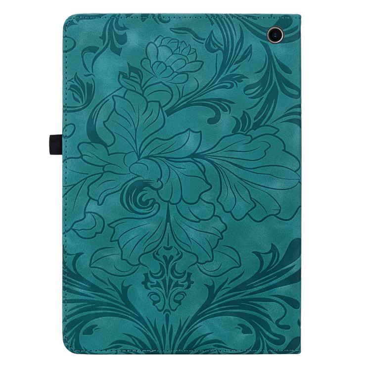 For Amazon Fire HD 10 Floral Embossed Pattern Vegan Leather Tablet Case