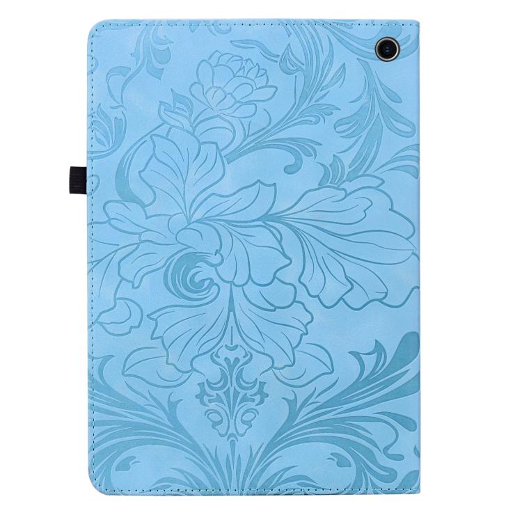 For Amazon Fire HD 10 Floral Embossed Pattern Vegan Leather Tablet Case