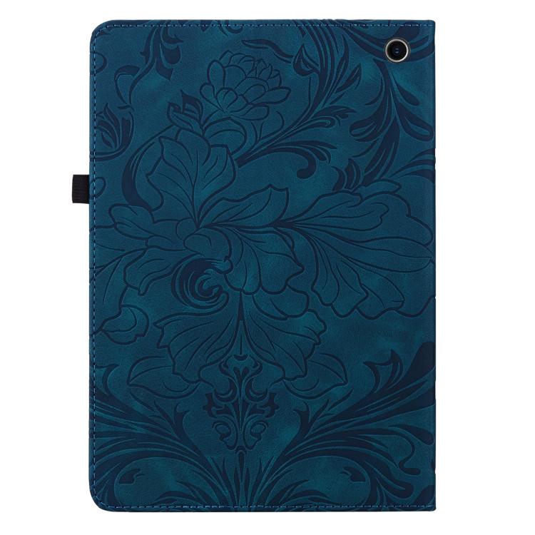 For Amazon Fire HD 10 Floral Embossed Pattern Vegan Leather Tablet Case