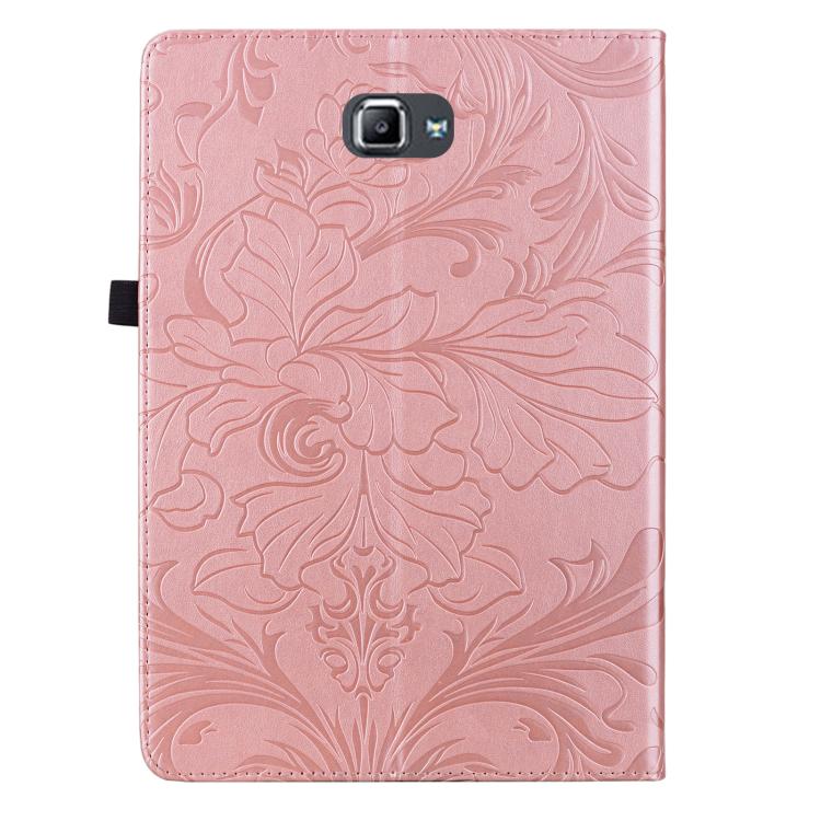 For Galaxy Tab A 10.1 2016 Floral Embossed Pattern Vegan Leather Tablet Case