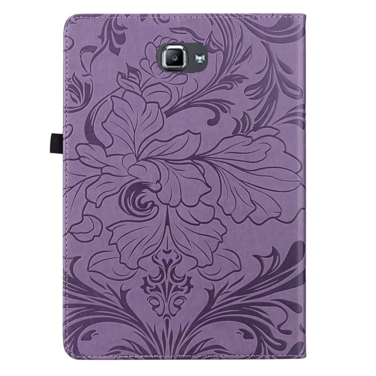 For Galaxy Tab A 10.1 2016 Floral Embossed Pattern Vegan Leather Tablet Case
