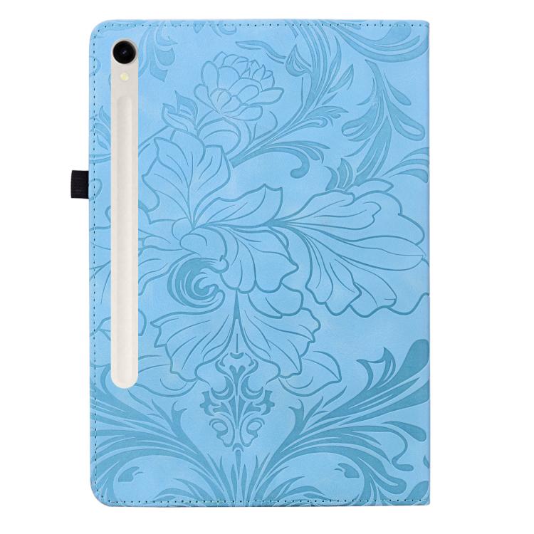 For Galaxy Tab S10 / S9 FE Floral Embossed Pattern Vegan Leather Tablet Case