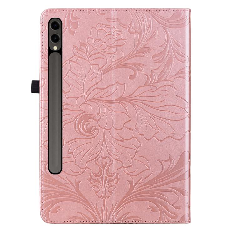 For Galaxy Tab S9 FE+/S10+/S9+ Floral Embossed Pattern Vegan Leather Tablet Case