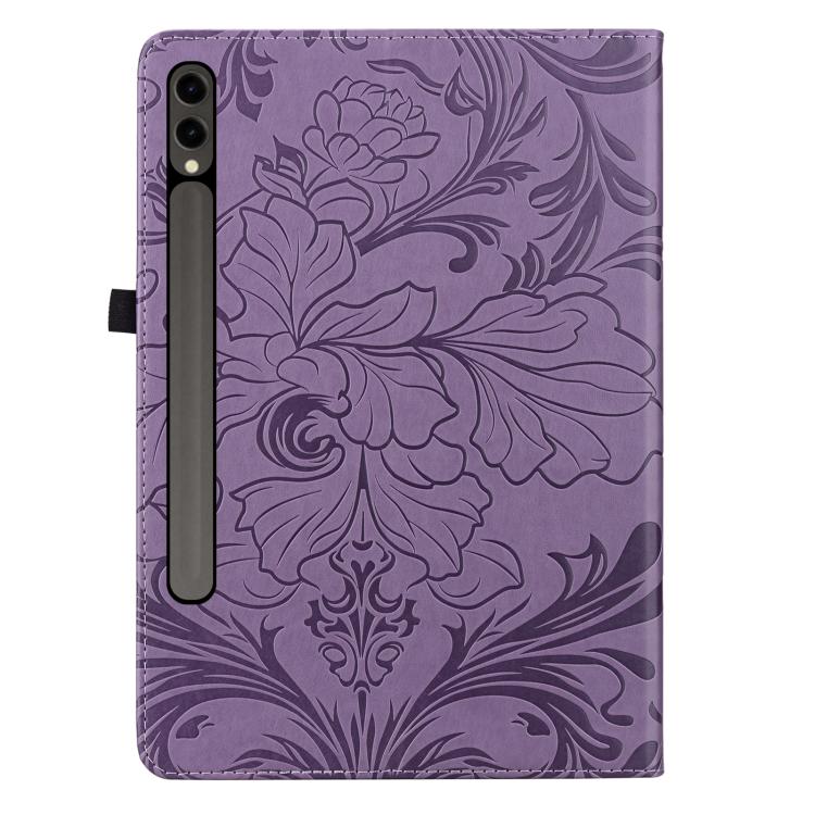 For Galaxy Tab S9 FE+/S10+/S9+ Floral Embossed Pattern Vegan Leather Tablet Case
