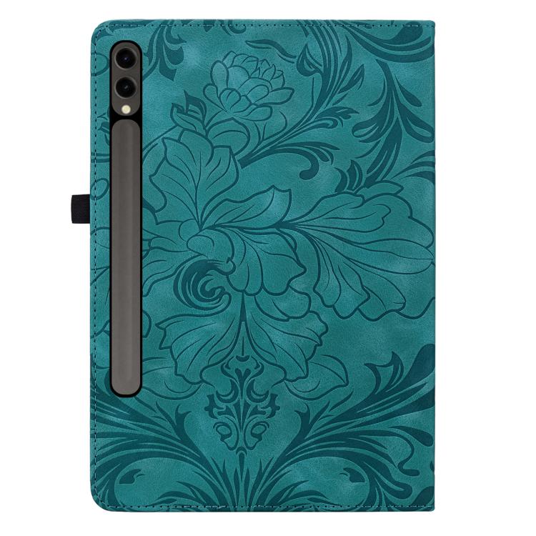 For Galaxy Tab S9 FE+/S10+/S9+ Floral Embossed Pattern Vegan Leather Tablet Case