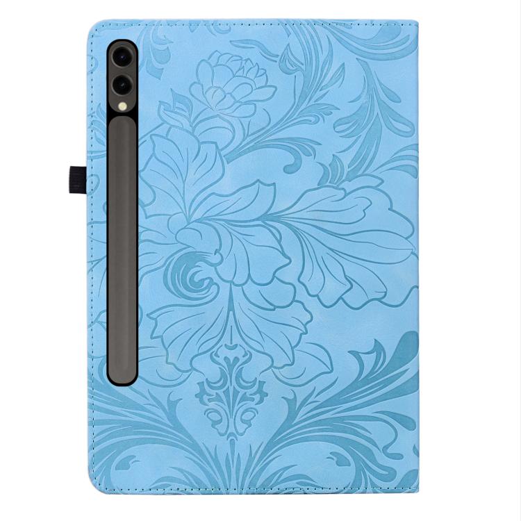 For Galaxy Tab S9 FE+/S10+/S9+ Floral Embossed Pattern Vegan Leather Tablet Case