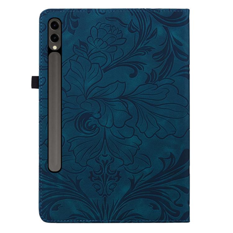 For Galaxy Tab S9 FE+/S10+/S9+ Floral Embossed Pattern Vegan Leather Tablet Case