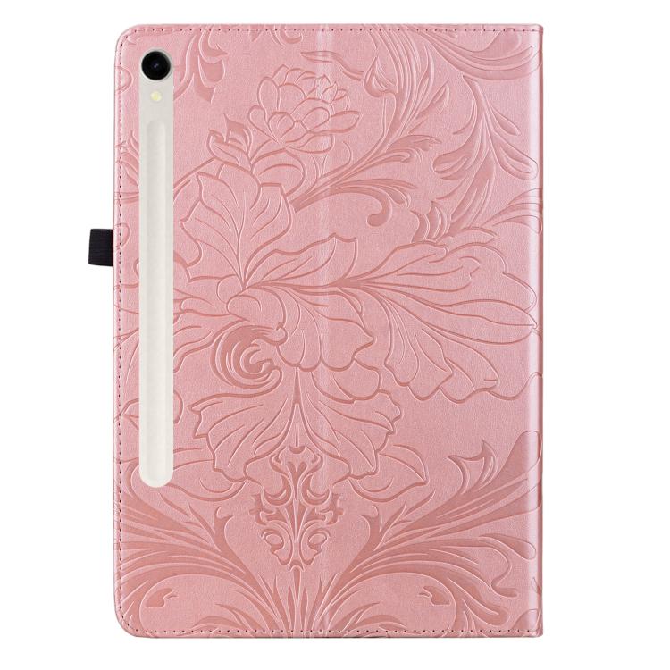 For Galaxy Tab S10 FE+ Floral Embossed Pattern Vegan Leather Tablet Case
