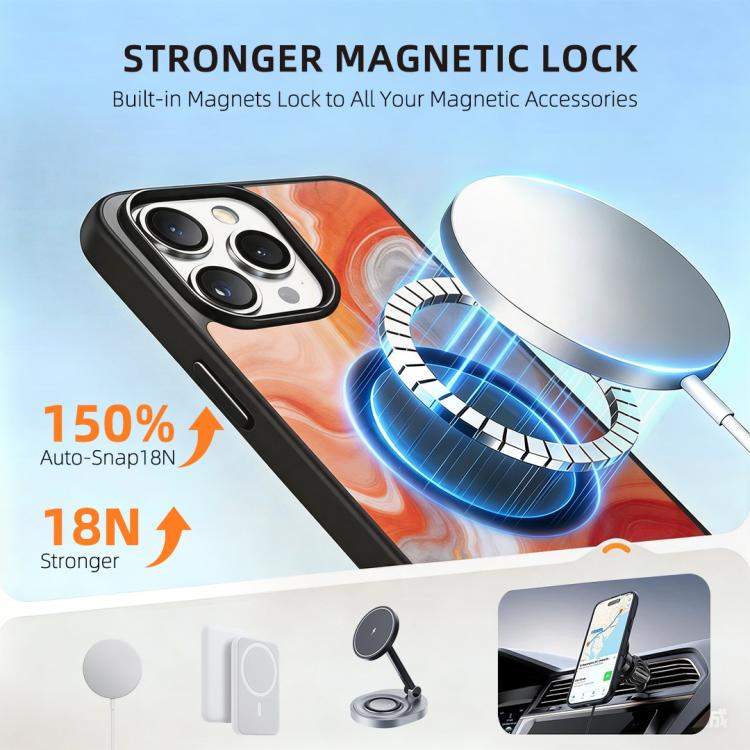 For iPhone 14 Pro Marble Pattern Magnetic Phone Case