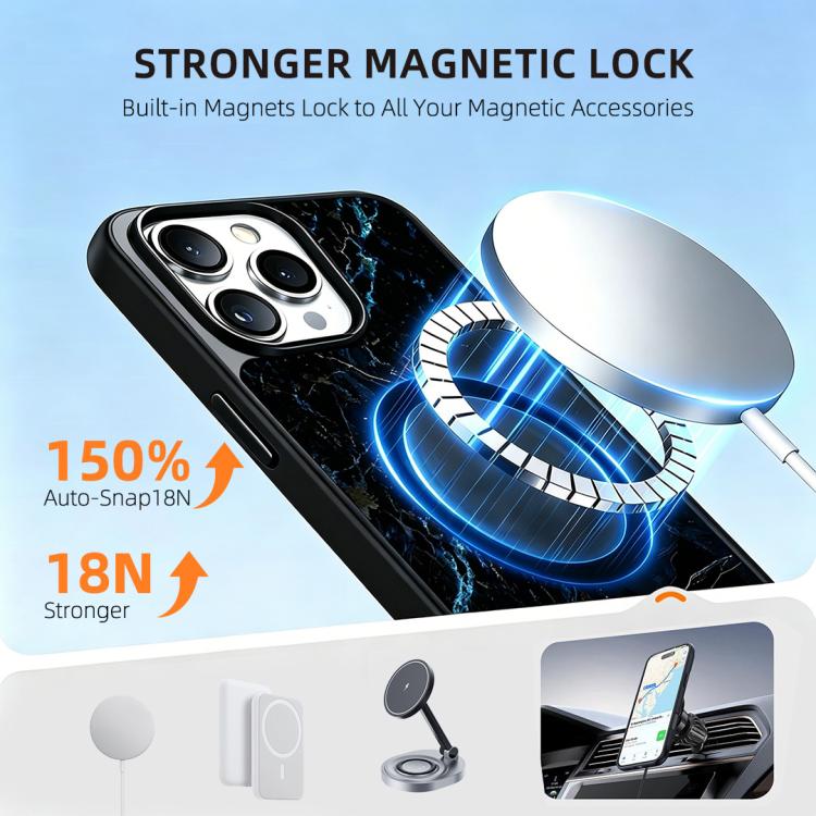 For iPhone 14 Pro Max Marble Pattern Magnetic Phone Case