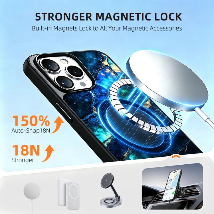 For iPhone 14 Pro Max Marble Pattern Magnetic Phone Case