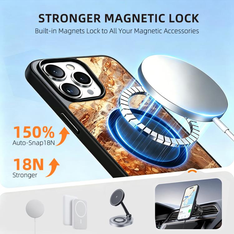 For iPhone 15 Pro Marble Pattern Magnetic Phone Case