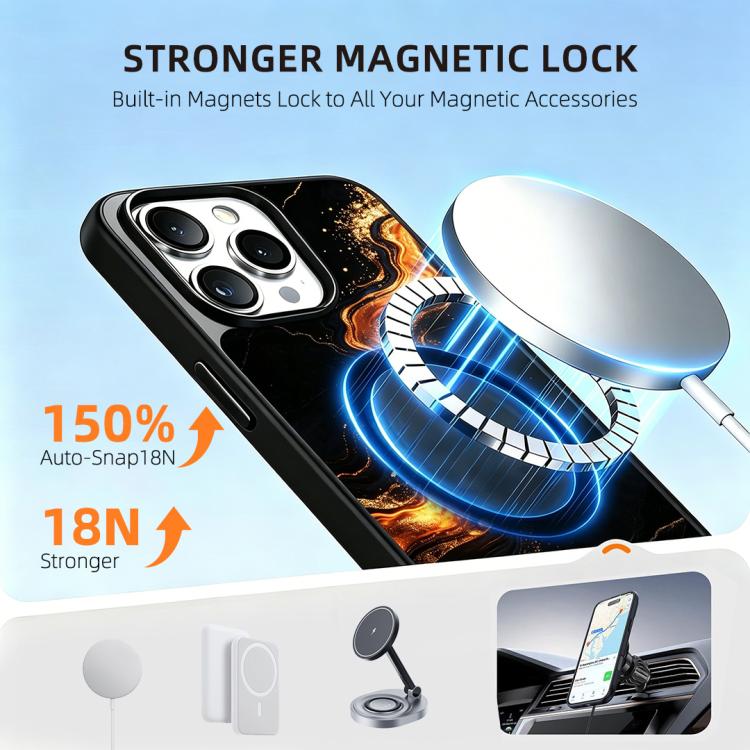 For iPhone 15 Pro Max Marble Pattern Magnetic Phone Case