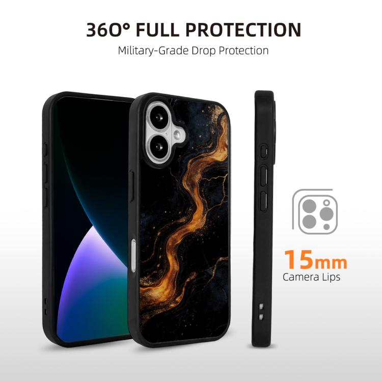 For iPhone 16 Marble Pattern Magnetic Phone Case