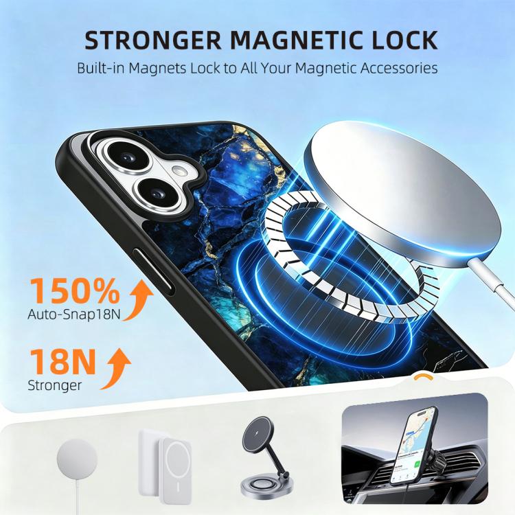 For iPhone 16 Marble Pattern Magnetic Phone Case