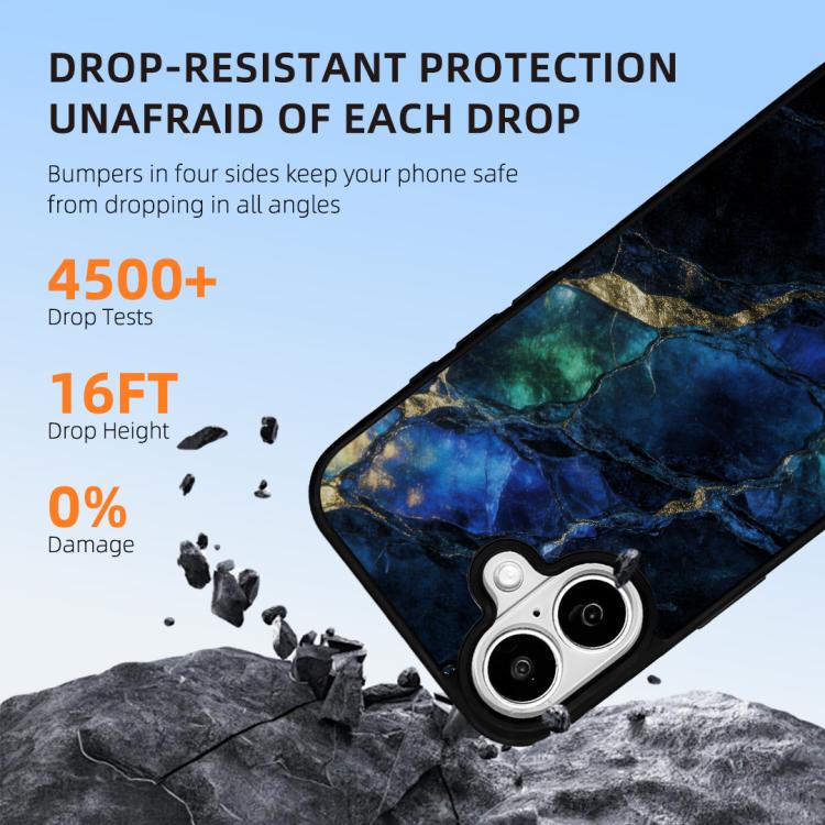 For iPhone 16 Marble Pattern Magnetic Phone Case