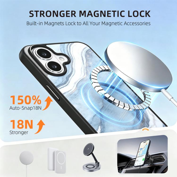 For iPhone 16 Marble Pattern Magnetic Phone Case