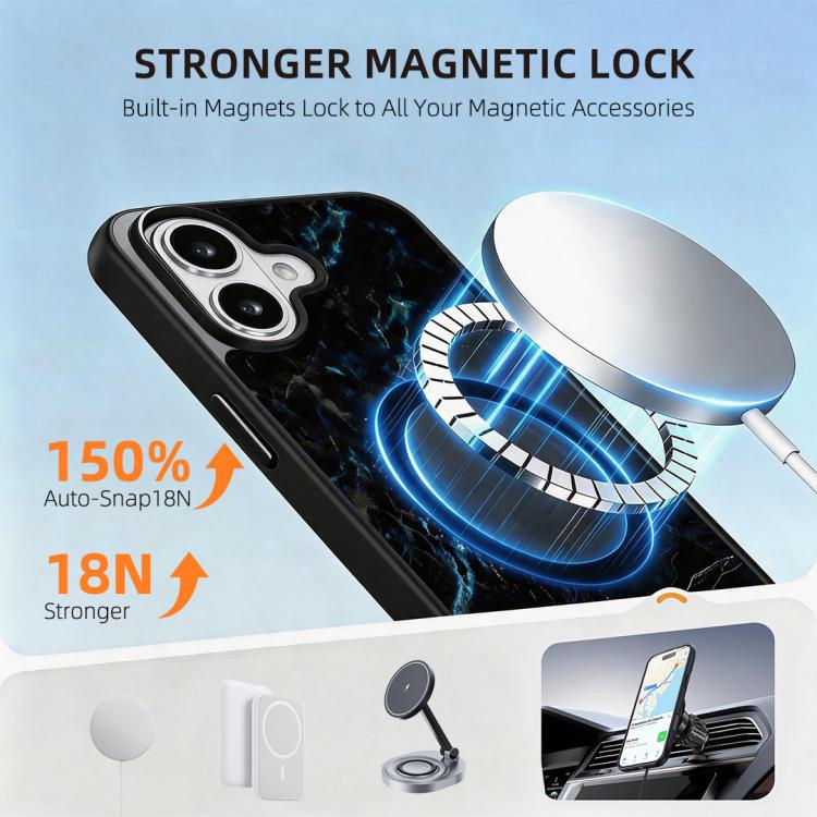 For iPhone 17 Marble Pattern Magnetic Phone Case