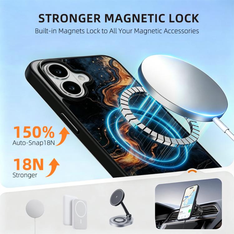 For iPhone 17 Marble Pattern Magnetic Phone Case