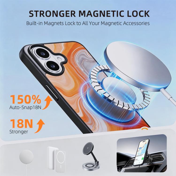 For iPhone 17 Marble Pattern Magnetic Phone Case