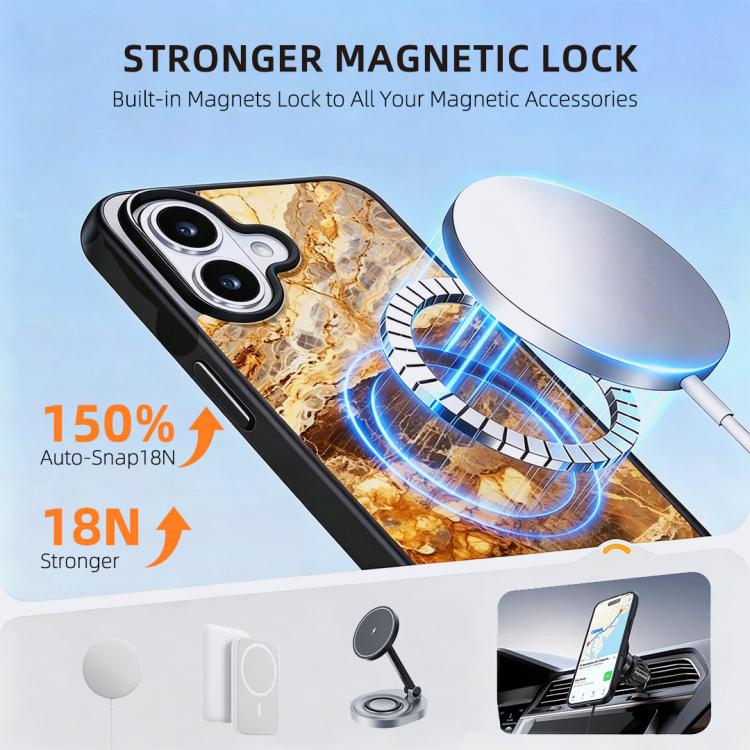 For iPhone 17 Marble Pattern Magnetic Phone Case