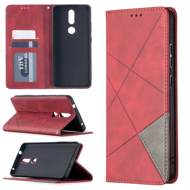 For Nokia 2.4 Rhombus Texture Horizontal Flip Magnetic Leather Case with Holder & Card Slots