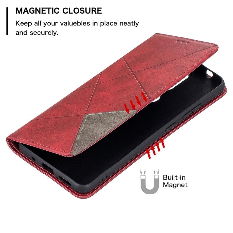 For Nokia 2.4 Rhombus Texture Horizontal Flip Magnetic Leather Case with Holder & Card Slots