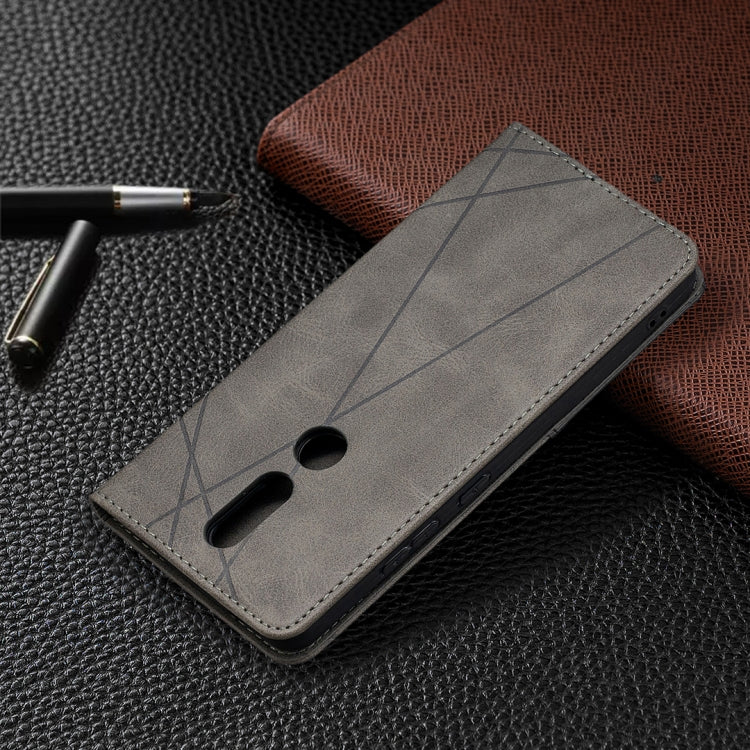 For Nokia 2.4 Rhombus Texture Horizontal Flip Magnetic Leather Case with Holder & Card Slots