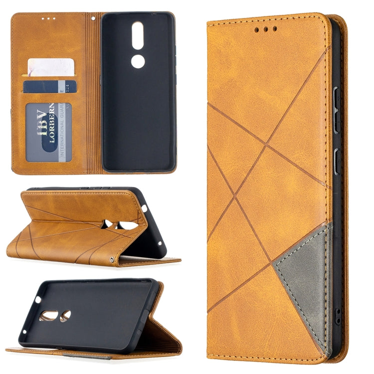 For Nokia 2.4 Rhombus Texture Horizontal Flip Magnetic Leather Case with Holder & Card Slots