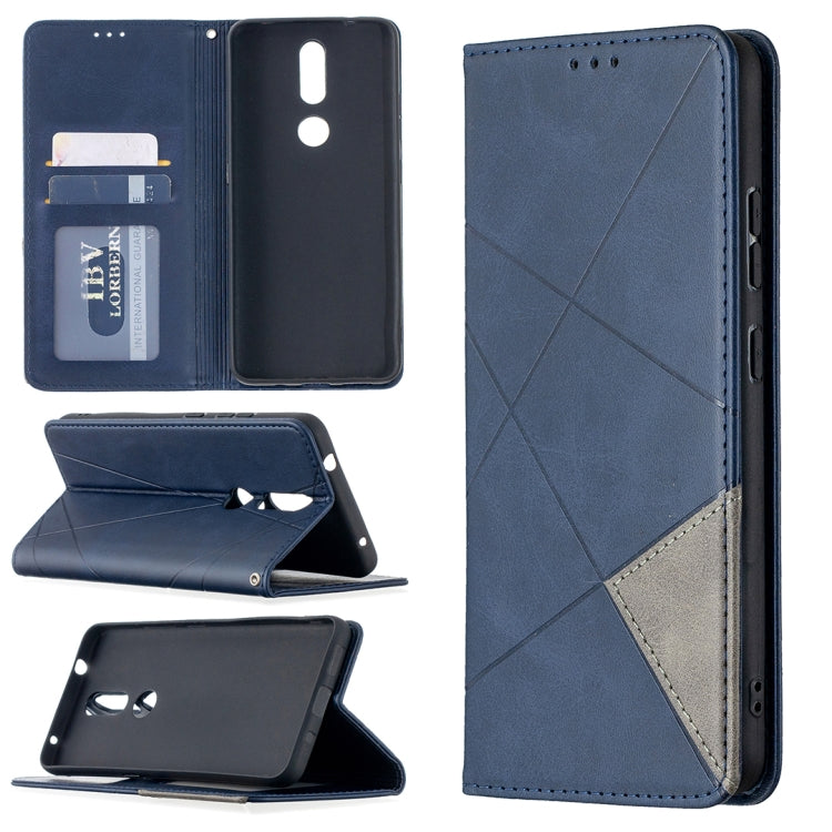 For Nokia 2.4 Rhombus Texture Horizontal Flip Magnetic Leather Case with Holder & Card Slots