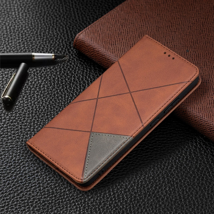 For Nokia 2.4 Rhombus Texture Horizontal Flip Magnetic Leather Case with Holder & Card Slots